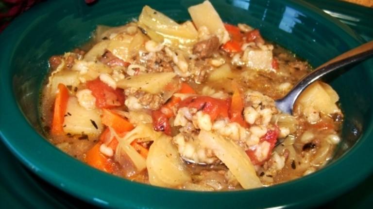 Beef Vegetable and Barley Soup created by Chef shapeweaver