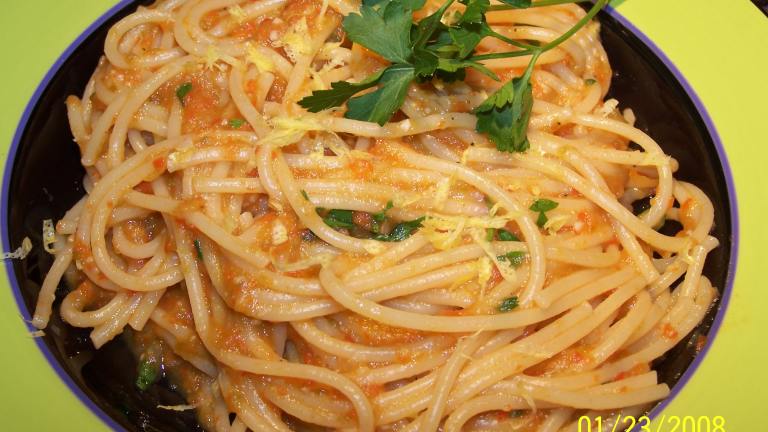 Spaghetti with Sweet Red Pepper Sauce created by Tinkerbell
