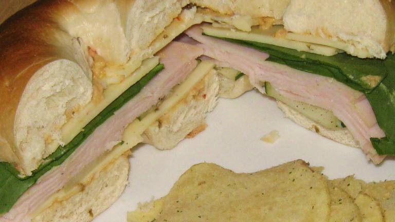 Turkey Hummus Sandwiches on Bagels created by LilPinkieJ