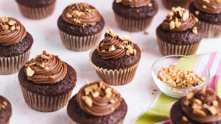 Peanut Butter Chocolate Cupcakes Created by LimeandSpoon