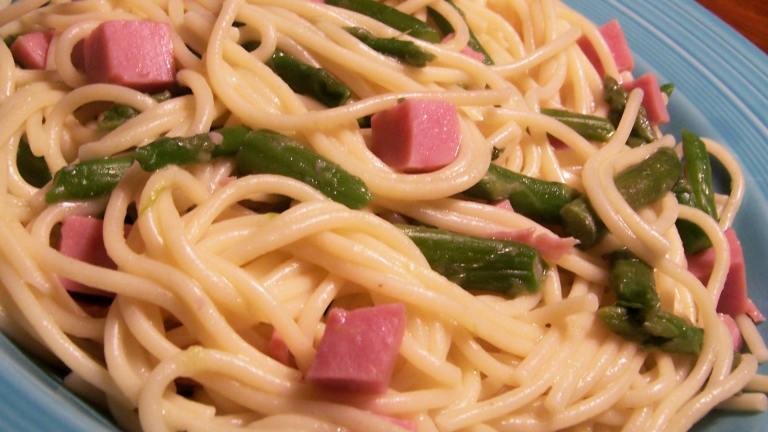 Capellini with Ham and Asparagus Created by Parsley