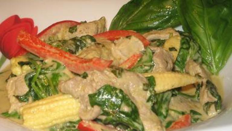 Thai Pork and Baby Corn Stir Fry Created by The Flying Chef