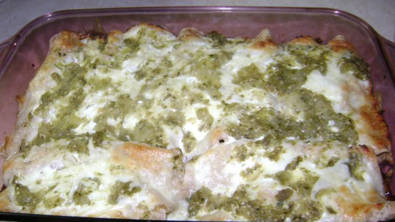 Chicken and Green Chile Enchiladas With Goat Cheese Cream Sauce Created by Ms. Poppy