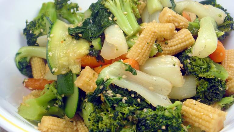 Steamed Vegetables With Honey Sesame Dressing created by Lori Mama