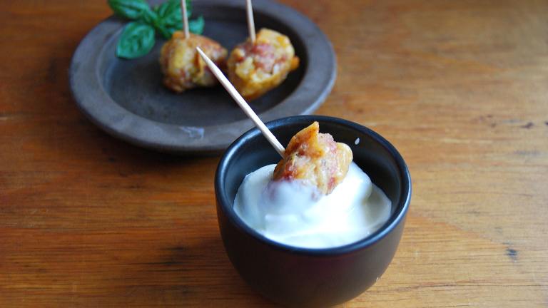 Sausage & Cheese Appetizer Balls Created by Swirling F.