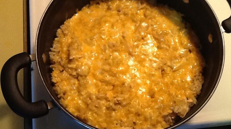 One Skillet Cheesy Chicken and Rice Created by seal angel