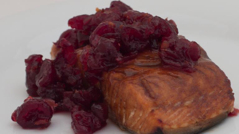 Cedar Planked Fresh Salmon Fillet With Spiced Cranberry Relish created by Peter J