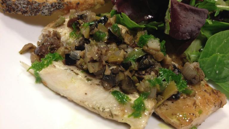 Mediterranean Mahi Mahi With Olive and Shallot Tapenade Created by Leslie L.