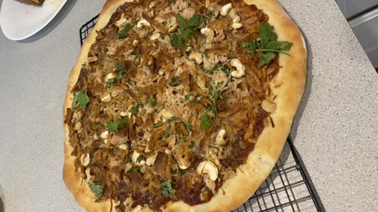 Barbecue Cashew-Chicken Pizza With French-Fried Onions Created by Brittini C.