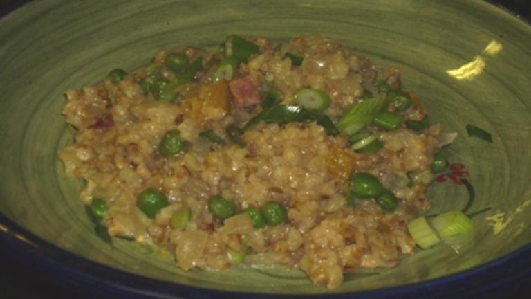 Creamy Pea & Chive Pearl Barley Risotto (Reduced Fat) created by Karen Elizabeth