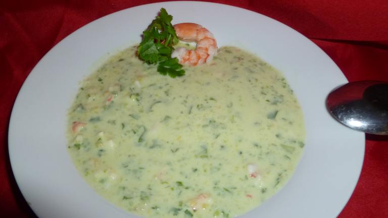 Chilled Cucumber, Avocado and Shrimp Soup created by Ambervim