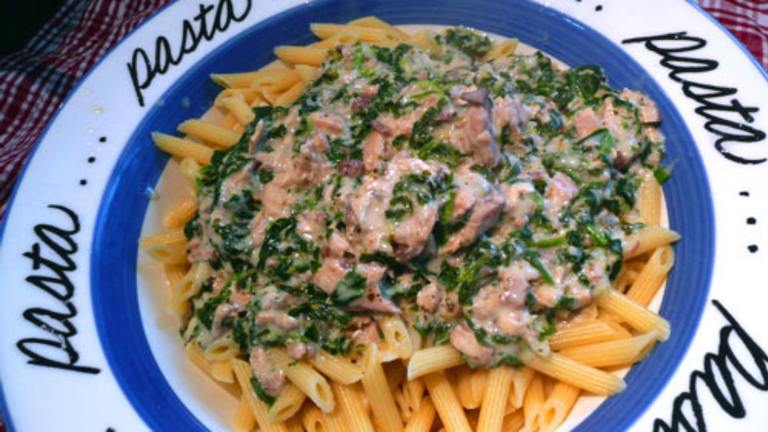Salmon and Spinach Pasta Created by Outta Here