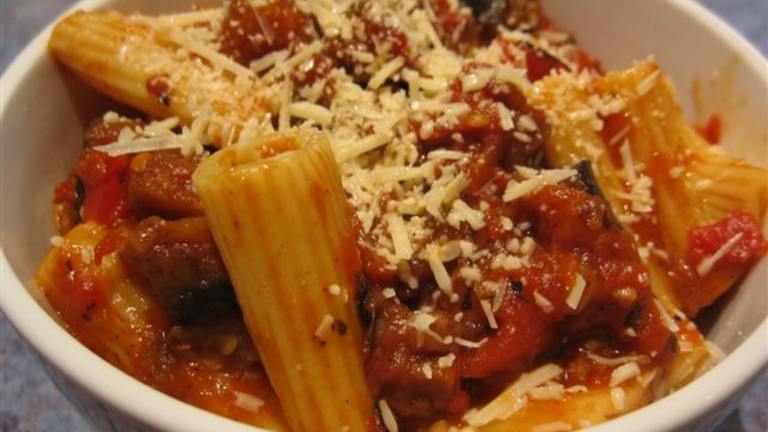 Rigatoni With Tomato, Eggplant, & Red Peppers Created by Chickee