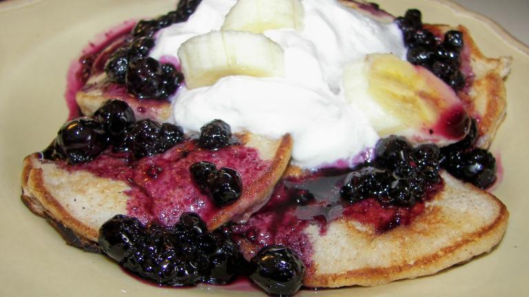 Banana Pancakes With Blueberry Sauce Created by Baby Kato