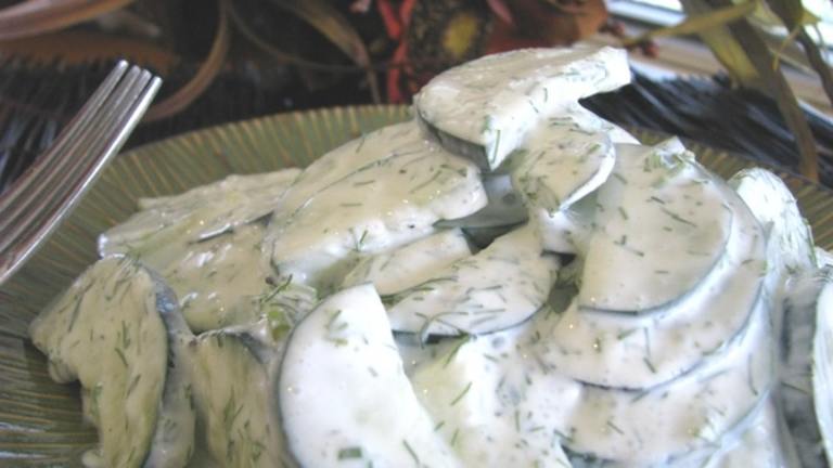 Fresh Creamy Dill Cucumber Salad Created by Picky Palate