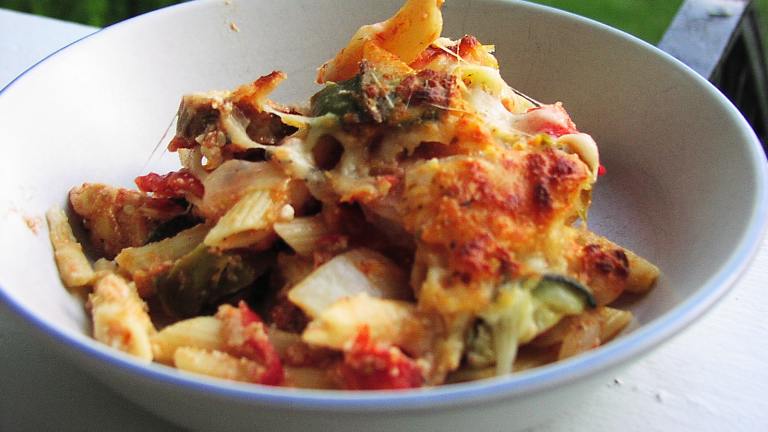 Rustic Baked Pasta With Roasted Vegetables and Sausage Created by Mama Cee Jay