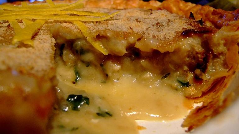 Rustic Melted-Onion and Cheese Picnic Pie Created by Zurie