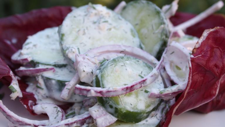 Creamy Cucumber & Sweet Onion Salad W/Dill Horseradish Dress Created by Leggy Peggy
