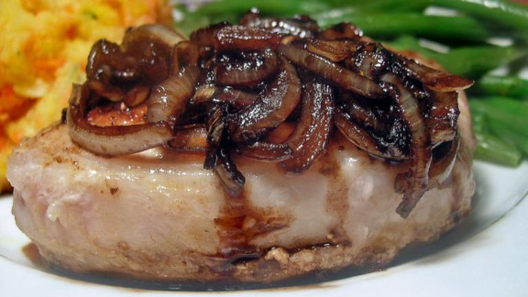 Pan Fried Pork With Balsamic Onions Created by justcallmetoni