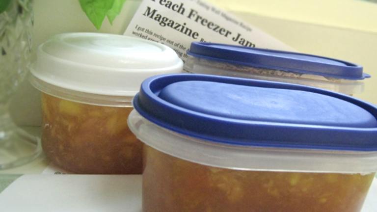 Peach Freezer Jam - Eating Well Magazine created by Caroline Cooks