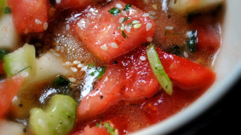 Za'atar Marinated Tomato Salad created by Andi Longmeadow Farm