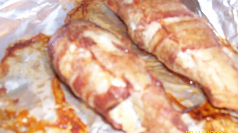 Bacon-Wrapped Chicken Breasts With Chile Cheese Sauce Created by mightyro_cooking4u