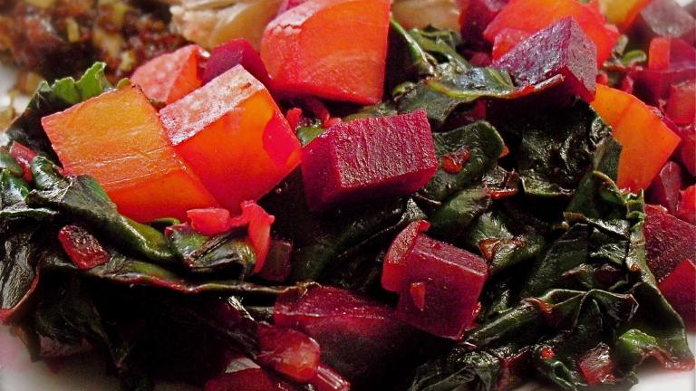 Roasted Beets and Sauteed Beet Greens Created by PaulaG