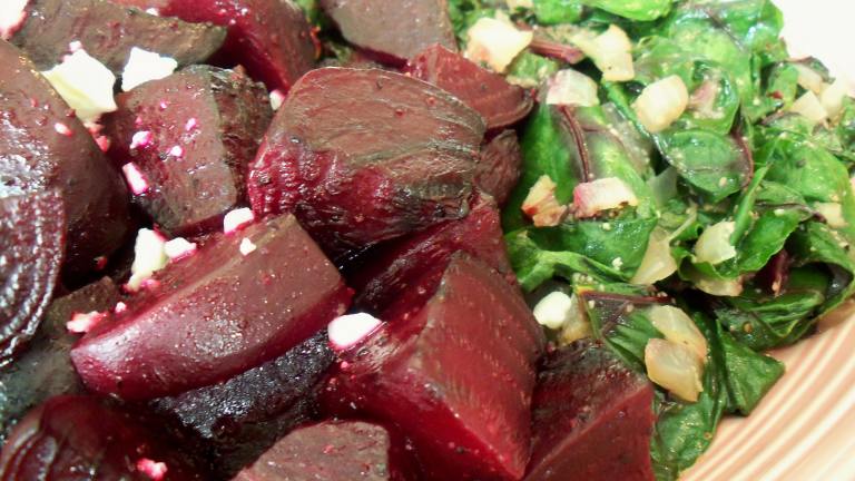 Roasted Beets and Sauteed Beet Greens Created by Parsley