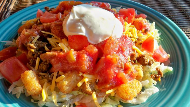 Tater Tot Taco Salad Created by CookingONTheSide 