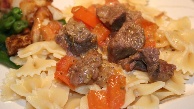 Rosemary Beef and Tomato over Noodles Created by Tinkerbell