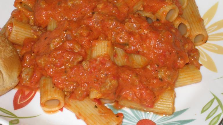 Pasta With Pink Vodka Sauce and Sausage Created by FrenchBunny