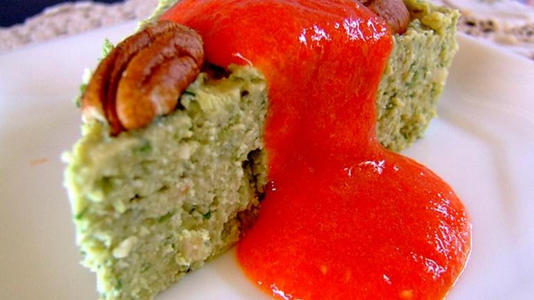 Herb-Green Ricotta Pate With Sweet-Pepper Sauce Created by Zurie