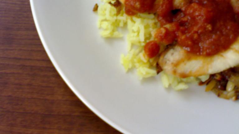 Kuwaiti Chicken and Rice With Daqoos - Garlic Tomato Sauce created by Cookie Jarvis