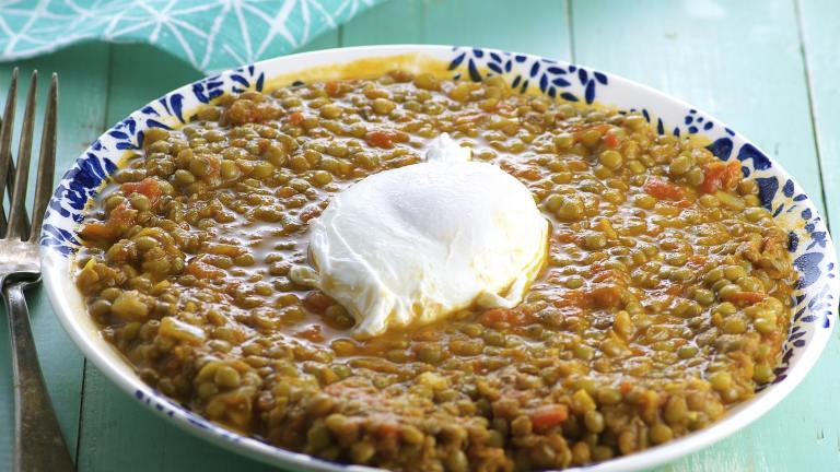Poached Eggs With Slow Cooked Spicy Lentils Created by May I Have That Rec