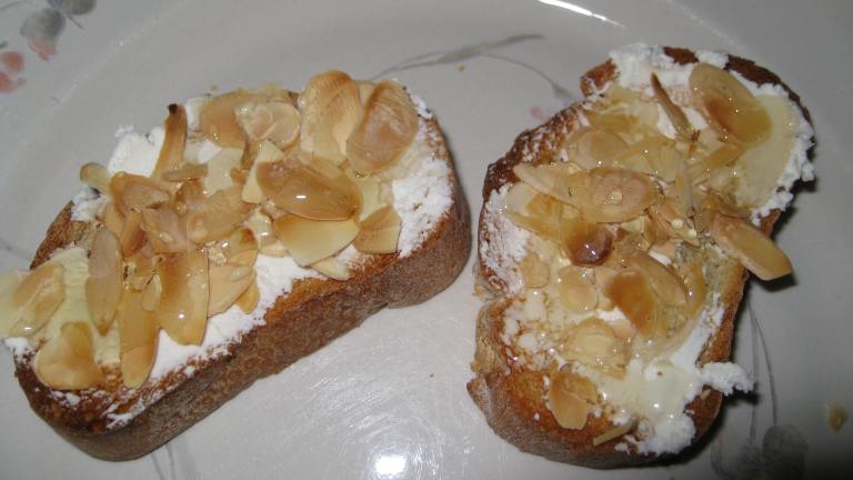 Goat Cheese, Almond, and Honey Tartine Created by KellyMae