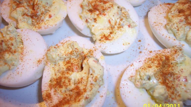 Deviled Eggs With Green Olives Created by KinMa