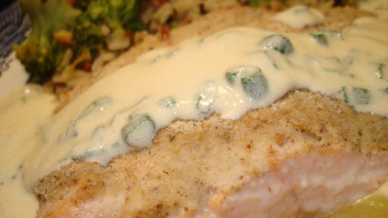 Baked Horseradish Salmon With Chardonnay Chive Butter Sauce created by Vicki in CT