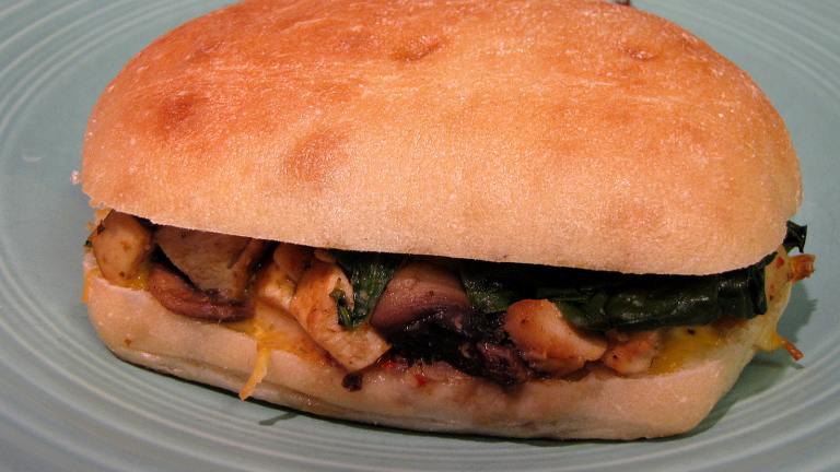 Warm Chicken Sandwiches W/ Mushrooms, Spinach, and Cheese Created by loof751