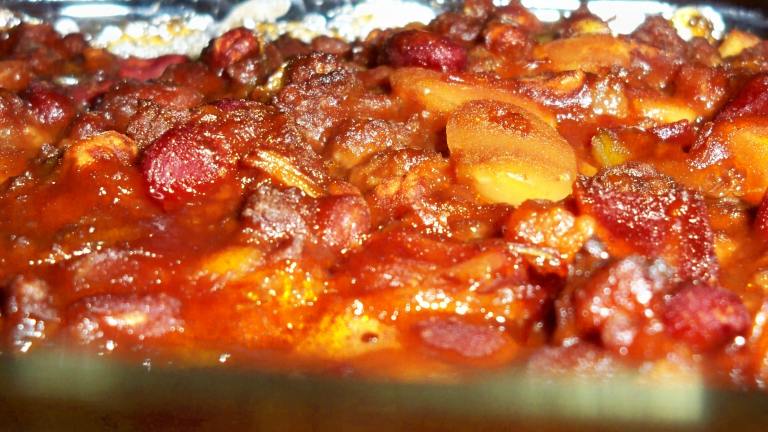 Baked Beans With Ground Beef and Bacon created by CookingONTheSide 