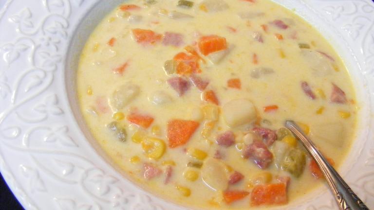 Crock Pot - Cheesy Ham  Potato Soup Created by Seasoned Cook
