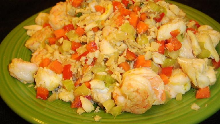 Curried Seafood and Vegetables over Rice Created by LifeIsGood