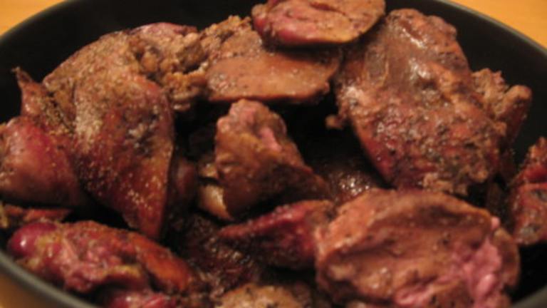 Grilled Chicken Livers in 7-Up created by Engrossed
