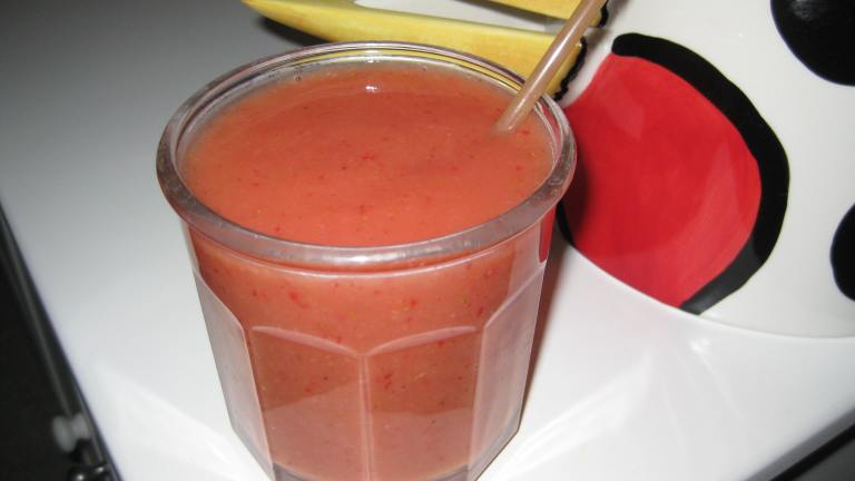 Thick Tropical Smoothie With Bananas and Strawberries Created by Hill Family