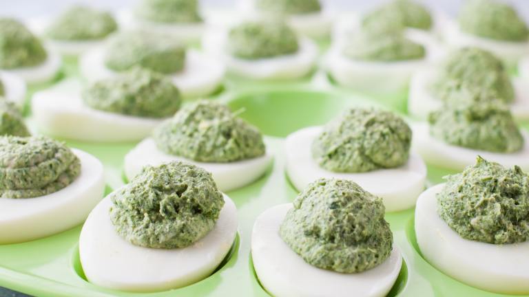 Spinach & Cheese Stuffed Eggs Created by DianaEatingRichly