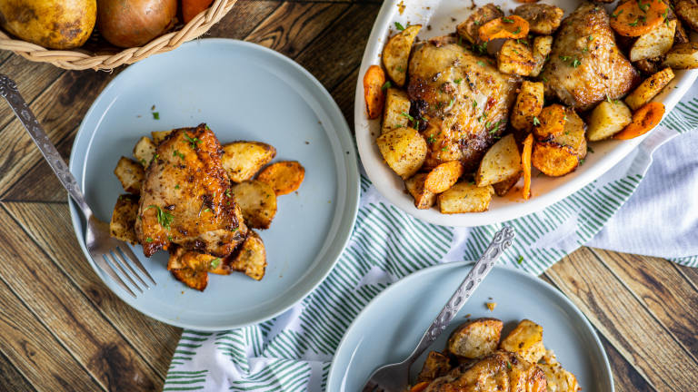 Zesty One Pan Chicken and Potato Bake Created by LimeandSpoon