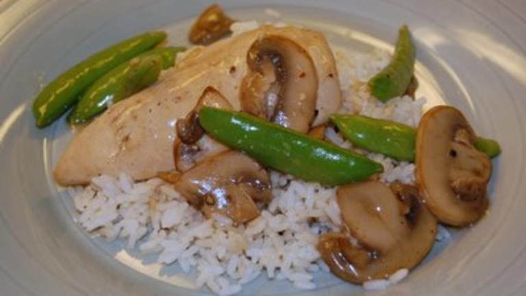 Chicken, Mushrooms and Sugar Snap Peas over Rice Created by L00k7025