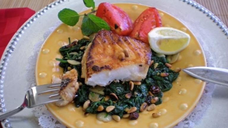Sea Bass on Spinach With Raisins and Pine Nuts Created by gemini08