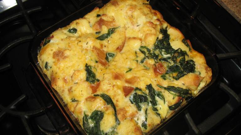 Spinach and Jack Cheese Bread Pudding Created by AcadiaTwo