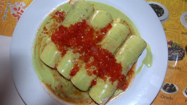 Papadzules : Mayan Egg Enchiladas With Pumpkin Seed Sauce created by Kathy E.