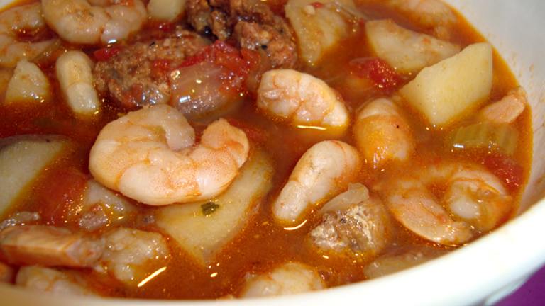 Portuguese Shrimp and Sausage Soup created by happynana